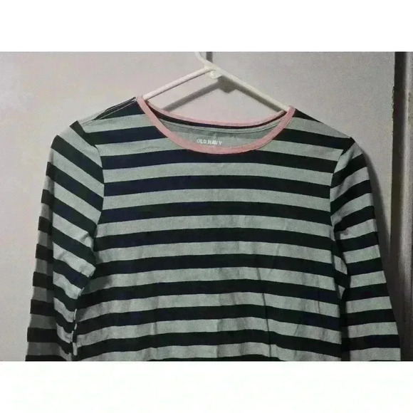 Grils Old‎ Navy Green & Black Striped Long Sleeve T-Shirt Size XL - Picture 3 of 5
